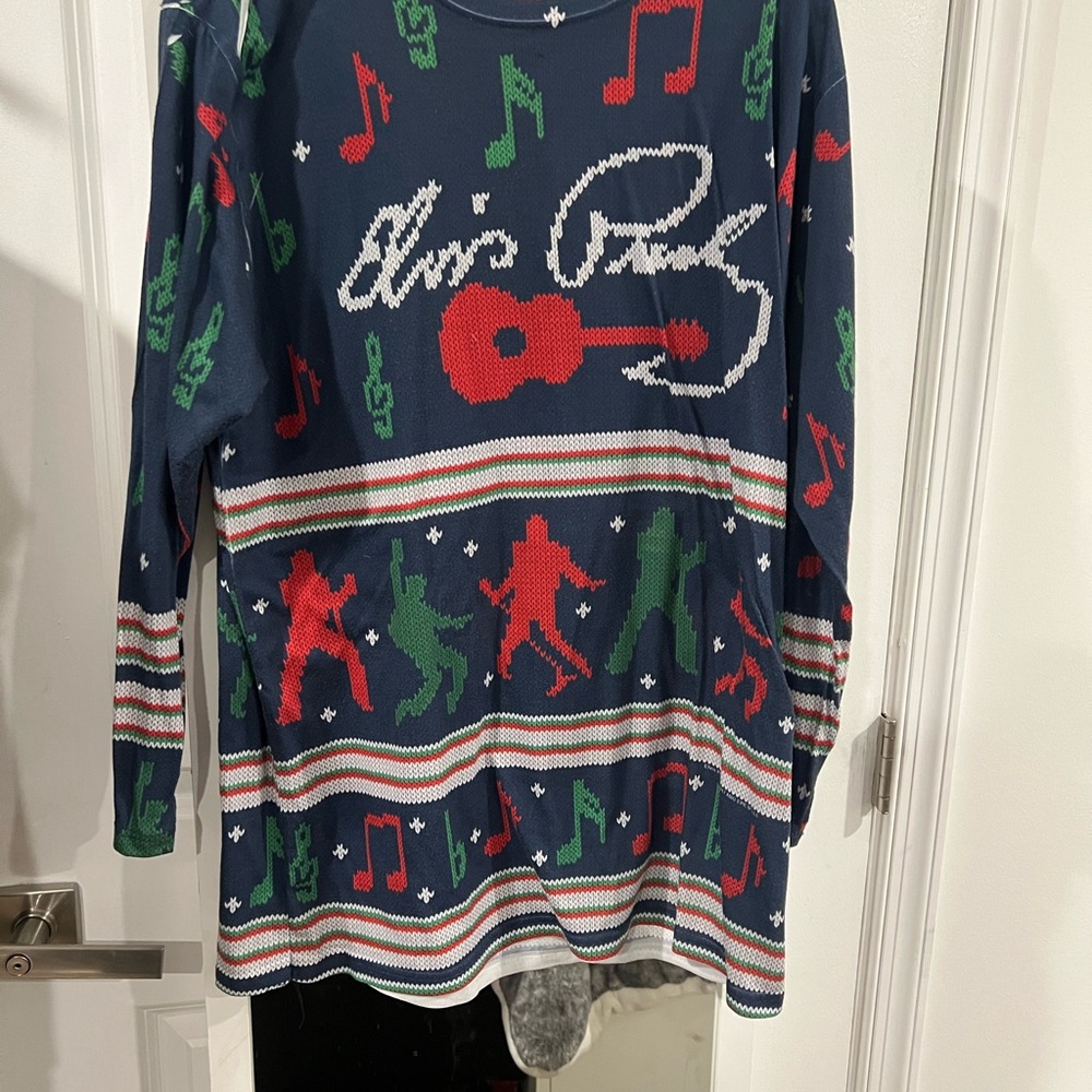 Women's Music-Themed Long Sleeve Tunic - Blue, Red, Green